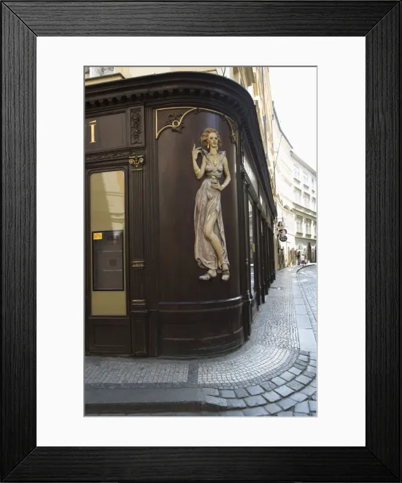 Framed Print : Relief of a lady on shop exterior, Old Town, Prague, Czech Republic, Europe Framed Print : Relief of a lady on shop exterior, Old Town, Prague, Czech Republic, Europe
