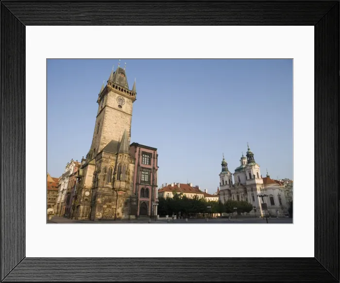 Framed Print : Early morning, Town Hall, Clock, Church of St. Nicholas, Old Town Square Framed Print : Early morning, Town Hall, Clock, Church of St. Nicholas, Old Town Square