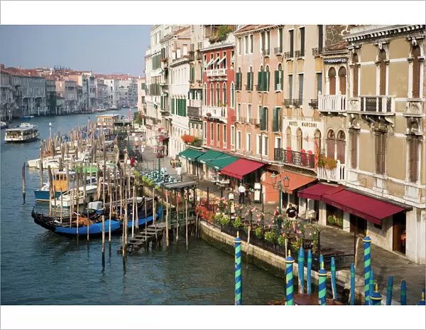 View of Grand Canal and Riva del Vin from Rialto Bridge, Venice, UNESCO World Heritage Site