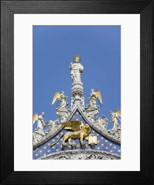 Framed Print : St. Mark and Angels on the facade of Basilica di San Marco (St. Mark s), St Framed Print : St. Mark and Angels on the facade of Basilica di San Marco (St. Mark s), St