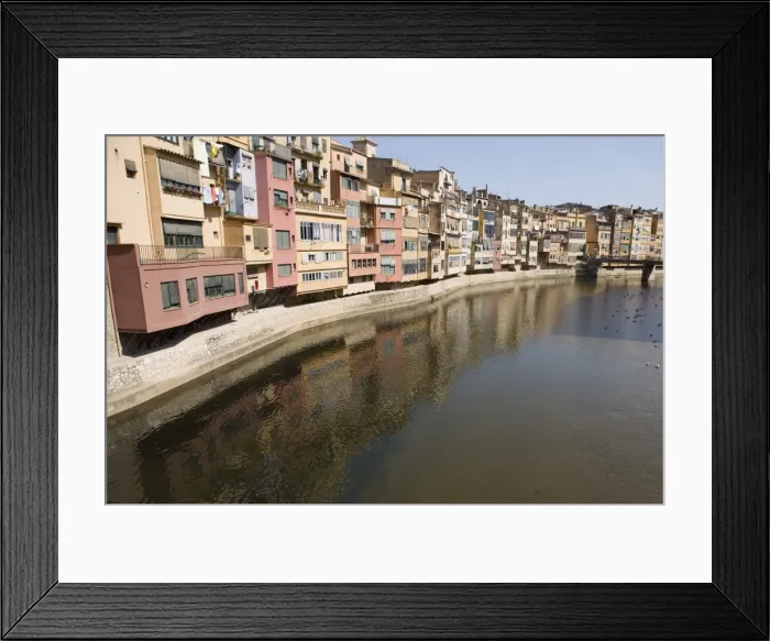 Framed Print : Brightly painted houses on the bank of the Riu Onyar, old town, Girona Framed Print : Brightly painted houses on the bank of the Riu Onyar, old town, Girona