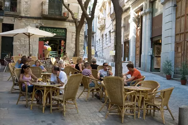 Cafe, old town, Girona, Catalonia, Spain, Europe