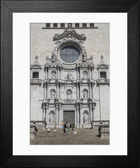 Framed Print : Facade of Cathedral, wide view, old town, Girona, Catalonia, Spain, Europe Framed Print : Facade of Cathedral, wide view, old town, Girona, Catalonia, Spain, Europe