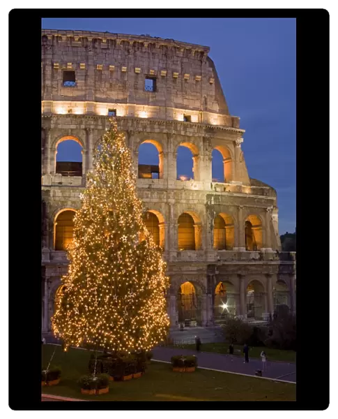 Colosseum at Christmas time, Rome, Lazio, Italy, Europe