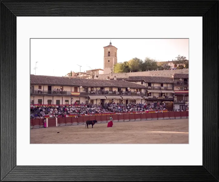 Framed Print : The main square of the village used as the Plaza de Toros, the bulls are young (novillos) Framed Print : The main square of the village used as the Plaza de Toros, the bulls are young (novillos)