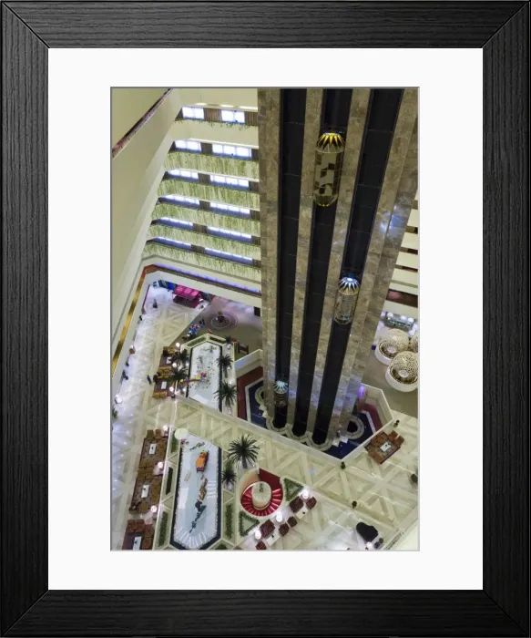 Framed Print : Wide angle view of the interior of a hotel, Doha, Qatar, Middle East Framed Print : Wide angle view of the interior of a hotel, Doha, Qatar, Middle East