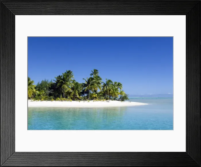 Framed Print : Palm fringed beaches, Cook Islands, South Pacific, Pacific Framed Print : Palm fringed beaches, Cook Islands, South Pacific, Pacific