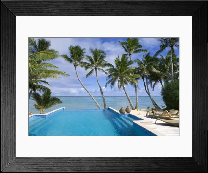 Framed Print : Palm fringed beaches, Cook Islands, South Pacific, Pacific Framed Print : Palm fringed beaches, Cook Islands, South Pacific, Pacific