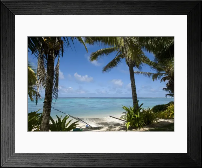 Framed Print : Palm fringed beaches, Cook Islands, South Pacific, Pacific Framed Print : Palm fringed beaches, Cook Islands, South Pacific, Pacific