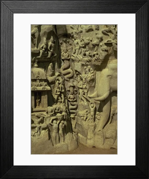 Framed Print : Reliefs at Mahabalipuram, UNESCO World Heritage Site, near Madras, India, Asia Framed Print : Reliefs at Mahabalipuram, UNESCO World Heritage Site, near Madras, India, Asia