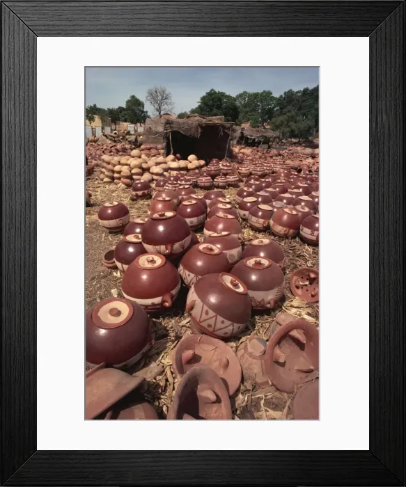 Framed Print : Decorated pots outside kiln, Mopti, Mali, West Africa, Africa Framed Print : Decorated pots outside kiln, Mopti, Mali, West Africa, Africa
