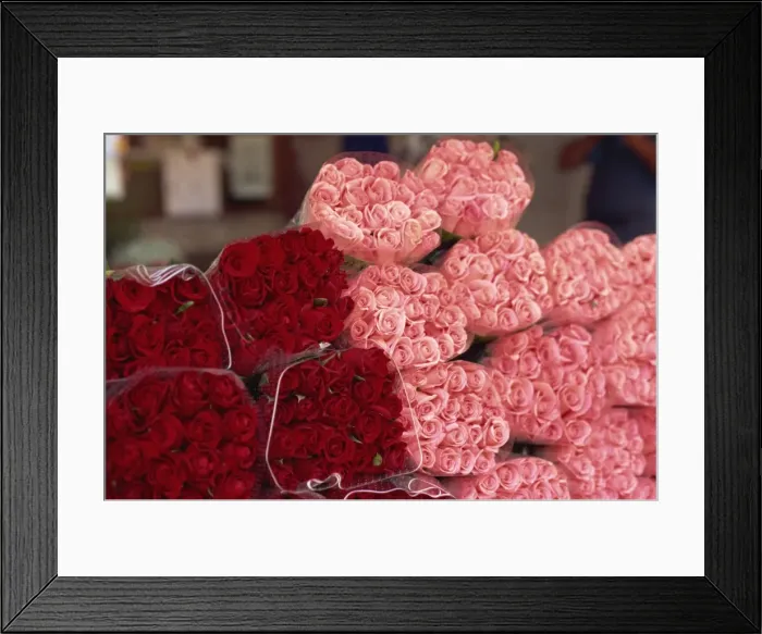 Framed Print : Roses for sale in market, Annecy, Haute Savoie, France, Europe