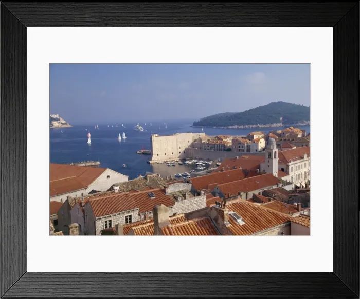 Framed Print : Roofs of Old City, UNESCO World Heritage Site, and the Island of Lokrum Framed Print : Roofs of Old City, UNESCO World Heritage Site, and the Island of Lokrum