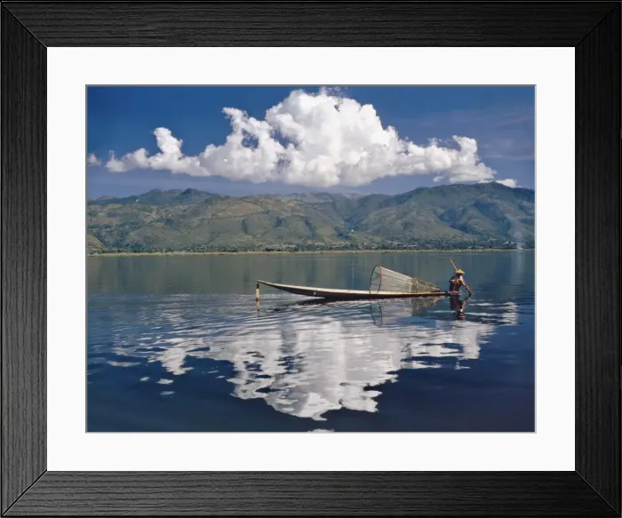 Framed Print : Small fishing boat on Inle Lake, Shan State, Myanmar (Burma), Asia Framed Print : Small fishing boat on Inle Lake, Shan State, Myanmar (Burma), Asia