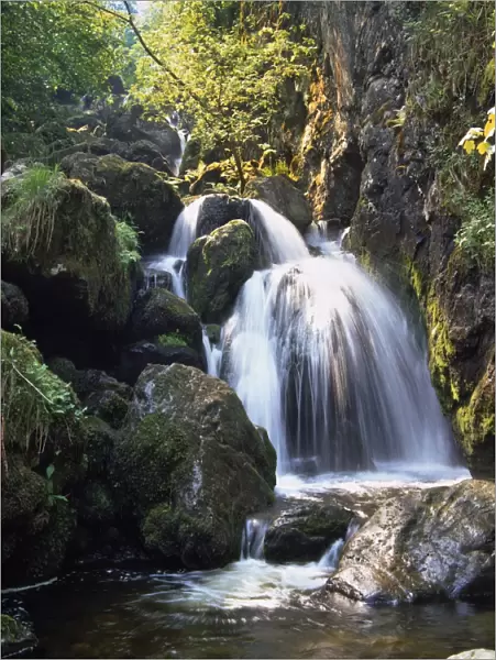 Lordor Cascade, Borrowdale, Lake District, Cumbria, England, United Kingdom, Europe