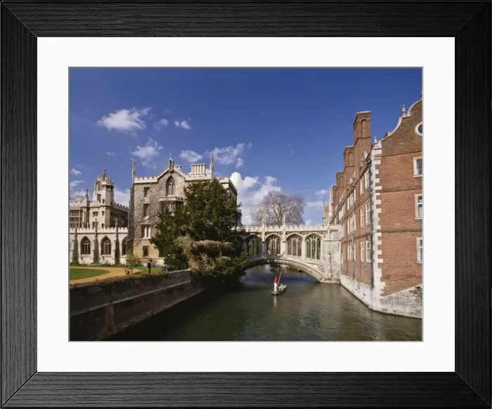 Framed Print : Punting under the Bridge of Sighs on the River Cam at St. Johns College