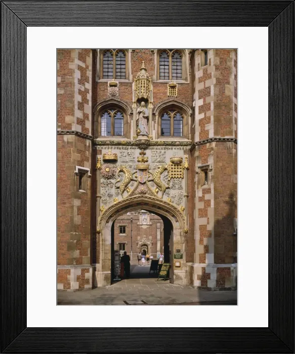 Framed Print : Front gate of St. Johns College built 1511-20 with the coat of arms of Lady Margaret Beaufort Framed Print : Front gate of St. Johns College built 1511-20 with the coat of arms of Lady Margaret Beaufort