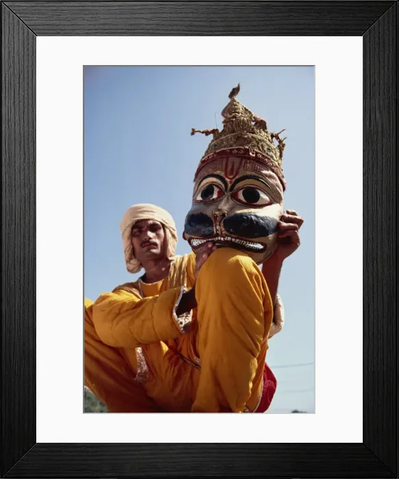 Framed Print : Actor with mask worn in the Ramlilla, the stage play of the Hindu epic the Ramayana Framed Print : Actor with mask worn in the Ramlilla, the stage play of the Hindu epic the Ramayana
