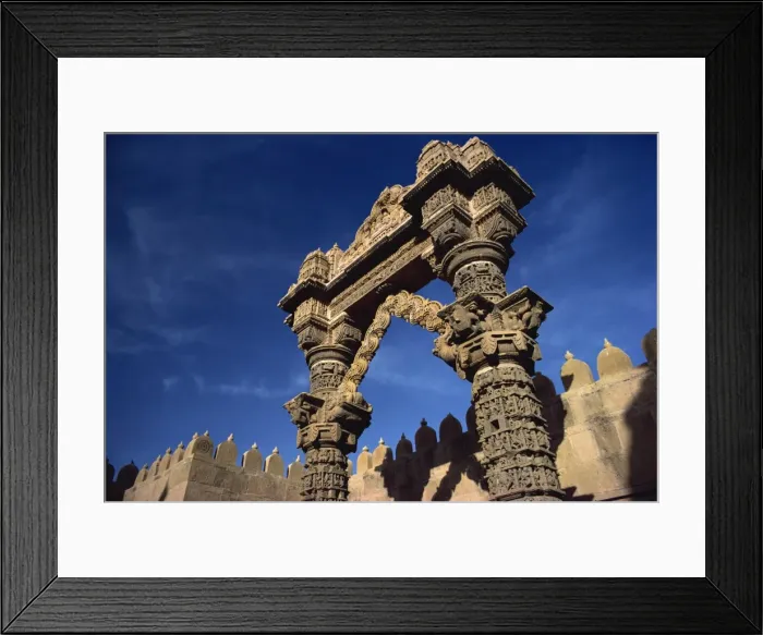 Framed Print : Torana (arched gateway) of the walled Jain temples at Lodrapur, Rajasthan state Framed Print : Torana (arched gateway) of the walled Jain temples at Lodrapur, Rajasthan state