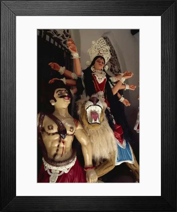 Framed Print : Clay based images including one of Durga, the ten armed warrior goddess Framed Print : Clay based images including one of Durga, the ten armed warrior goddess