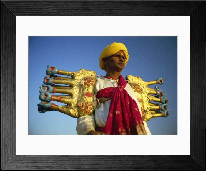 Framed Print : Actor playing Ravana, the demon god of Lanka, one of the central characters of the Ramlilla