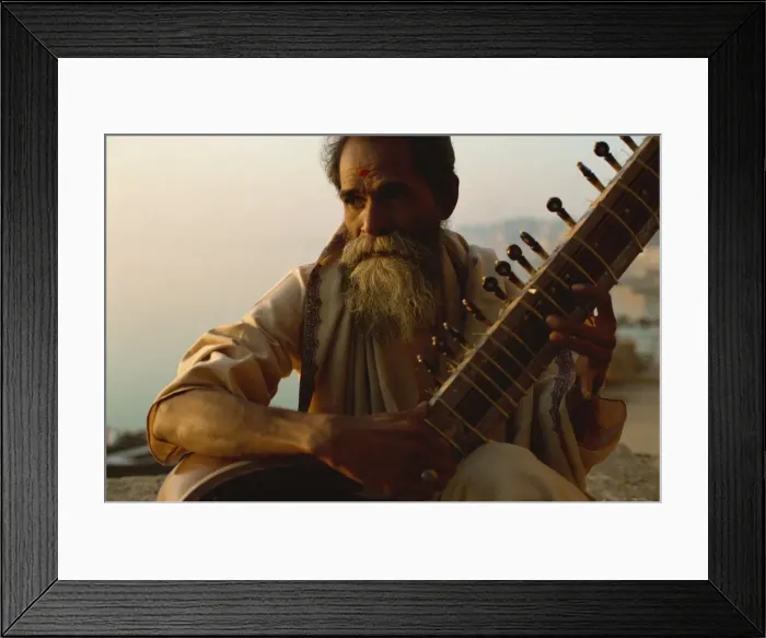 Framed Print : Sitar and player beside the Ganga River, Varanasi, Uttar Pradesh state, India, Asia Framed Print : Sitar and player beside the Ganga River, Varanasi, Uttar Pradesh state, India, Asia