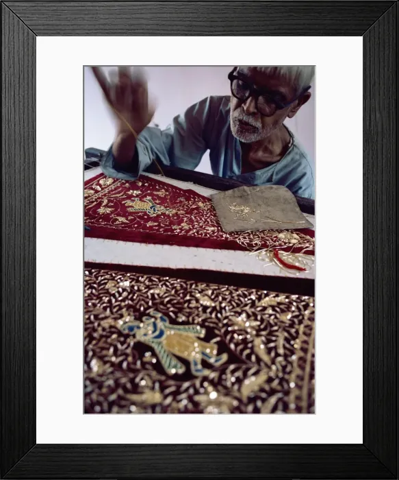 Framed Print : Intricate embroidery work, India, Asia Framed Print : Intricate embroidery work, India, Asia