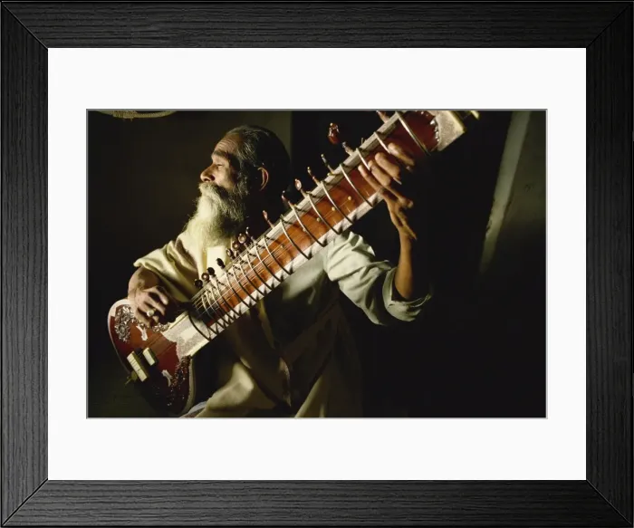 Framed Print : Sitar player, India, Asia Framed Print : Sitar player, India, Asia