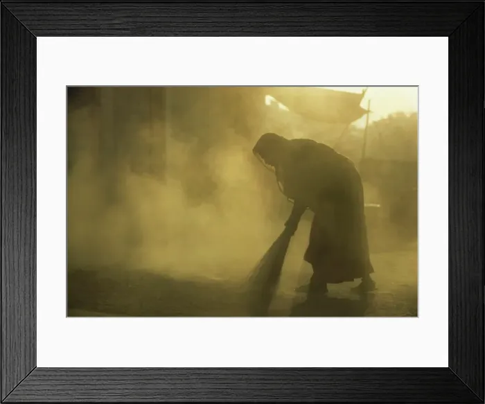 Framed Print : Street sweeper, northern India, India, Asia Framed Print : Street sweeper, northern India, India, Asia