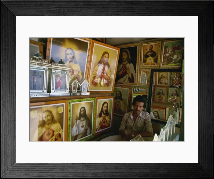 Framed Print : Shop selling Christian posters of Jesus to hang in South Indian Christian homes Framed Print : Shop selling Christian posters of Jesus to hang in South Indian Christian homes