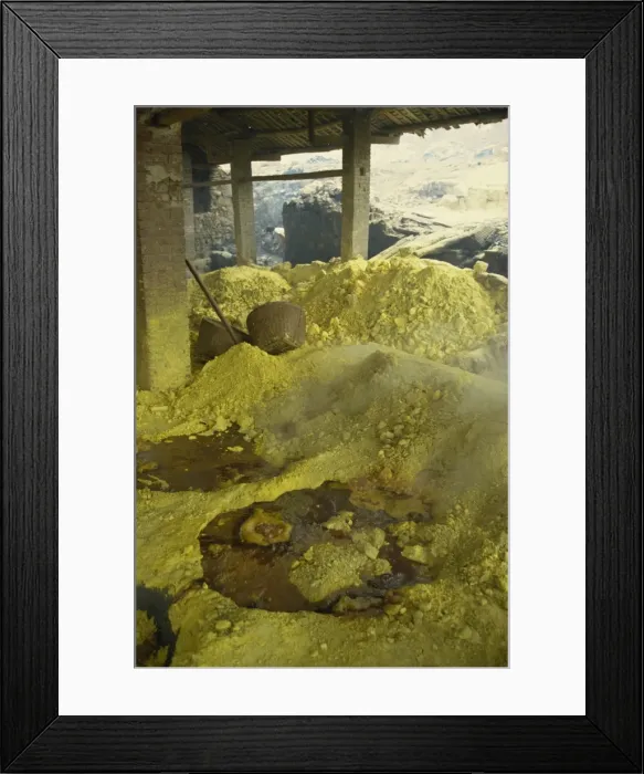 Framed Print : Refining sulphur by melting in vats over coal fires, sulphur factory, Xingyan Framed Print : Refining sulphur by melting in vats over coal fires, sulphur factory, Xingyan
