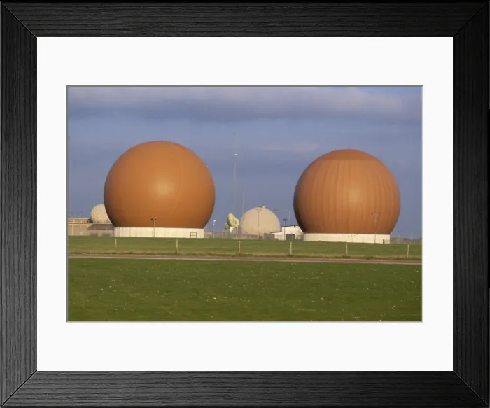 Framed Print : Geodesic domes over radar scanners, R. A. F. Croughton, Brackley, Buckinghamshire Framed Print : Geodesic domes over radar scanners, R. A. F. Croughton, Brackley, Buckinghamshire