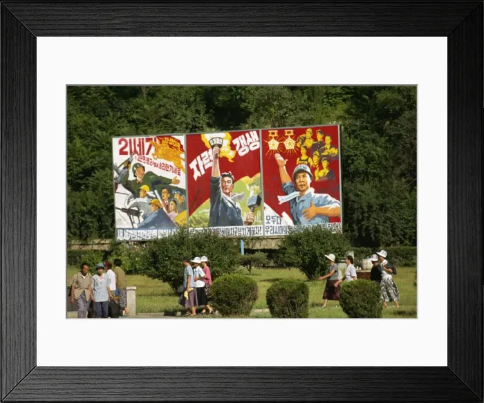 Framed Print : Communist style posters, Pyongyang, North Korea, Asia Framed Print : Communist style posters, Pyongyang, North Korea, Asia