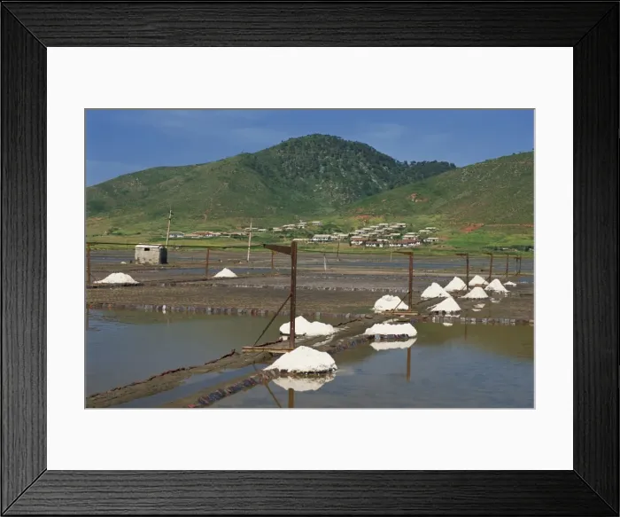 Framed Print : Salt ponds beside West Sea, Nampo, North Korea, Asia Framed Print : Salt ponds beside West Sea, Nampo, North Korea, Asia