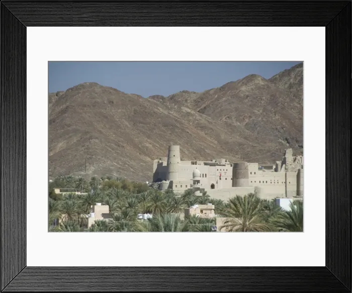 Framed Print : Fort in palmery on edge of modern oasis town, Bahla, Oman, Middle East