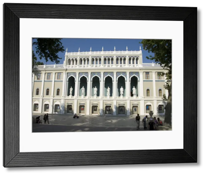Framed Print : Nizami Museum, with statues of Azeri writers on front of Literature Museum Framed Print : Nizami Museum, with statues of Azeri writers on front of Literature Museum