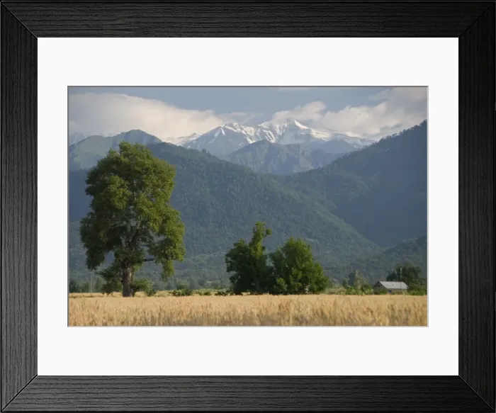 Framed Print : View towards Russian frontier lying along crest of the Caucasus Mountains Framed Print : View towards Russian frontier lying along crest of the Caucasus Mountains