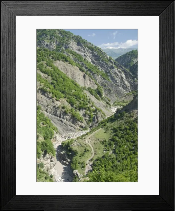 Framed Print : Girdmanchay River valley seen from road to mountain village of Lahic, Greater Caucasus Mountains Framed Print : Girdmanchay River valley seen from road to mountain village of Lahic, Greater Caucasus Mountains