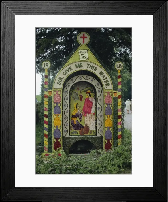 Framed Print : Well dressed with moss, seeds and petals, Tissington, Derbyshire, England Framed Print : Well dressed with moss, seeds and petals, Tissington, Derbyshire, England