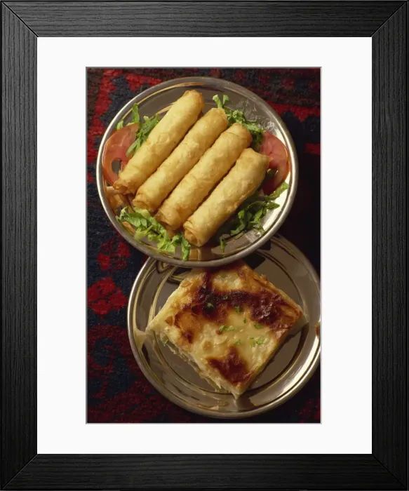 Framed Print : Common warm starter of borek rolls and cheese pie, Turkey, Eurasia Framed Print : Common warm starter of borek rolls and cheese pie, Turkey, Eurasia