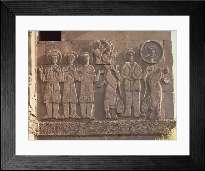 Framed Print : Akdamar Armenian church, built in 915 AD by King Gagik I, shown on right with two lions Framed Print : Akdamar Armenian church, built in 915 AD by King Gagik I, shown on right with two lions