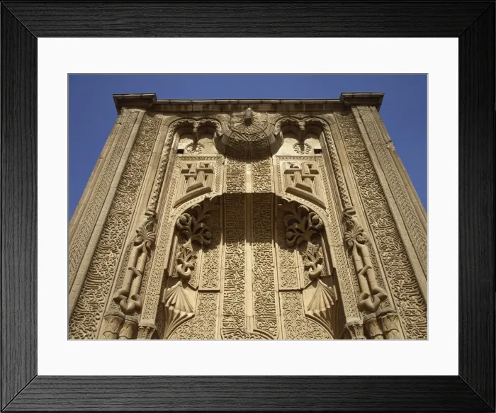 Framed Print : The portal of the Seljuk Ince Minare Medrese, now the Museum of Wood and Stone Carving Framed Print : The portal of the Seljuk Ince Minare Medrese, now the Museum of Wood and Stone Carving