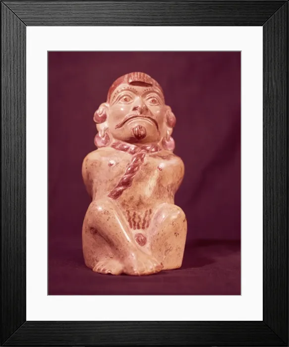 Framed Print : Pre-Columbian vessel depicting prisoner from the Mochica culture, Peru, South America Framed Print : Pre-Columbian vessel depicting prisoner from the Mochica culture, Peru, South America