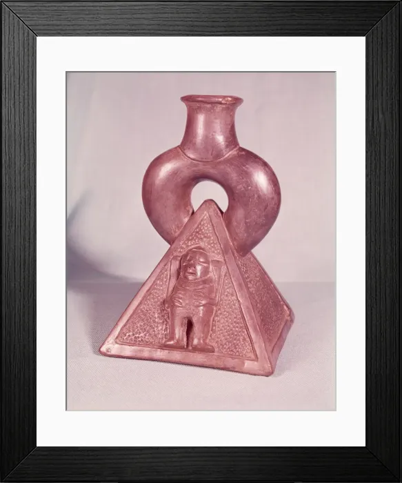 Framed Print : Pre-Columbian pyramid vessel from the Mochica culture, Amano Museum, Lima Framed Print : Pre-Columbian pyramid vessel from the Mochica culture, Amano Museum, Lima