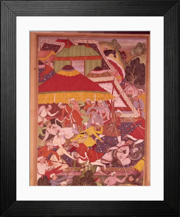 Framed Print : Warfare, Islamic illustrated manuscript Framed Print : Warfare, Islamic illustrated manuscript