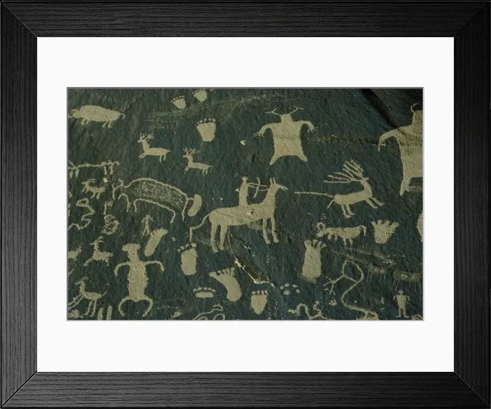 Framed Print : Indian petroglyphs, Newspaper Rock State Park, Utah, United States of America Framed Print : Indian petroglyphs, Newspaper Rock State Park, Utah, United States of America