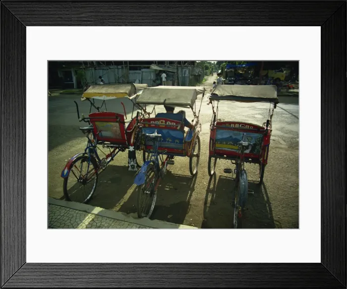 Framed Print : Parked becaks (trishaws), Bogor, West Java, Indonesia, Southeast Asia, Asia Framed Print : Parked becaks (trishaws), Bogor, West Java, Indonesia, Southeast Asia, Asia