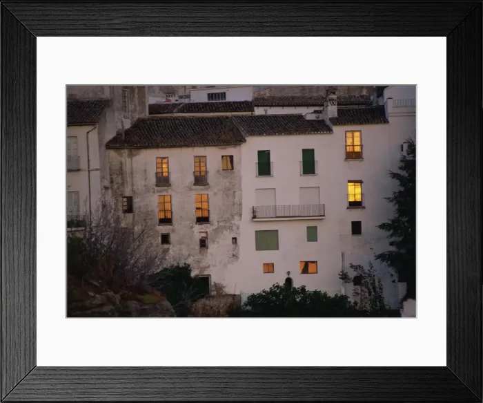 Framed Print : Houses in La Ciudad, old Moorish quarter, lit up by the sunset, Ronda, Andalucia Framed Print : Houses in La Ciudad, old Moorish quarter, lit up by the sunset, Ronda, Andalucia