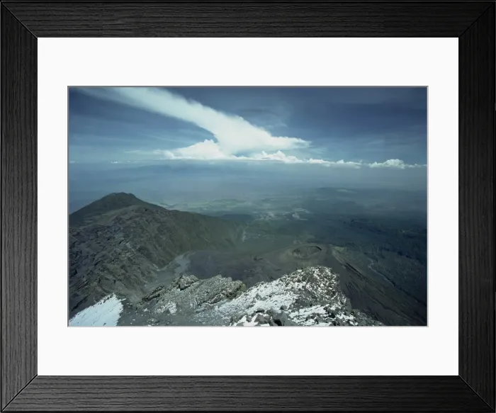 Framed Print : Looking out over cone and crater of Mount Meru, 4565m, Arusha National Park Framed Print : Looking out over cone and crater of Mount Meru, 4565m, Arusha National Park