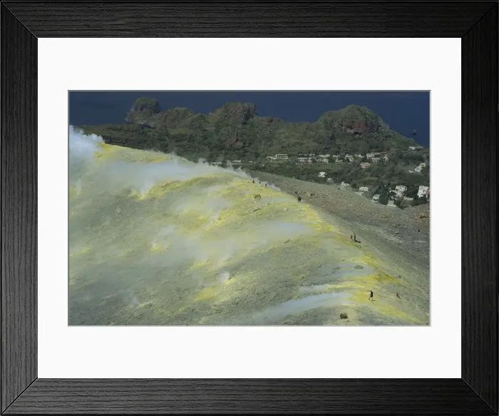Framed Print : Volcanic steam issuing from sulphurous fumaroles at the rim of the Gran Cratere Framed Print : Volcanic steam issuing from sulphurous fumaroles at the rim of the Gran Cratere